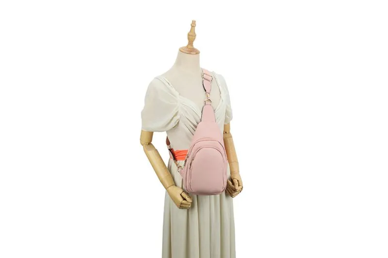 Sling Bags for Women Crossbody, Fanny Waist Packs, Trendy Chest Bag with Adjustable wide Strap - Pale Grey