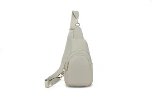 Sling Bags for Women Crossbody, Fanny Waist Packs, Trendy Chest Bag with Adjustable wide Strap - Pale Grey