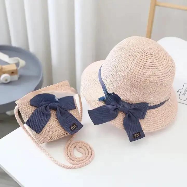 Summer Straw Hat and Sling Bag Set
