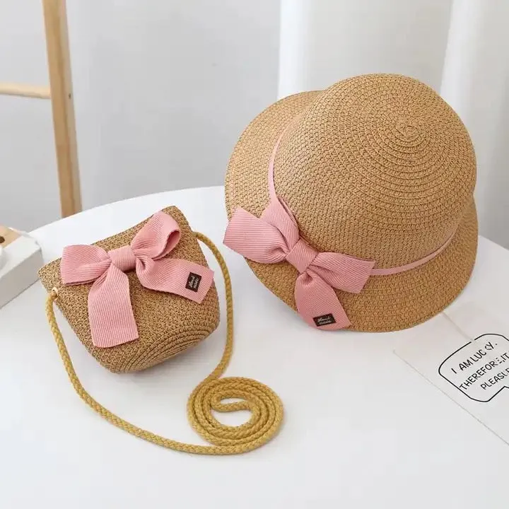 Summer Straw Hat and Sling Bag Set
