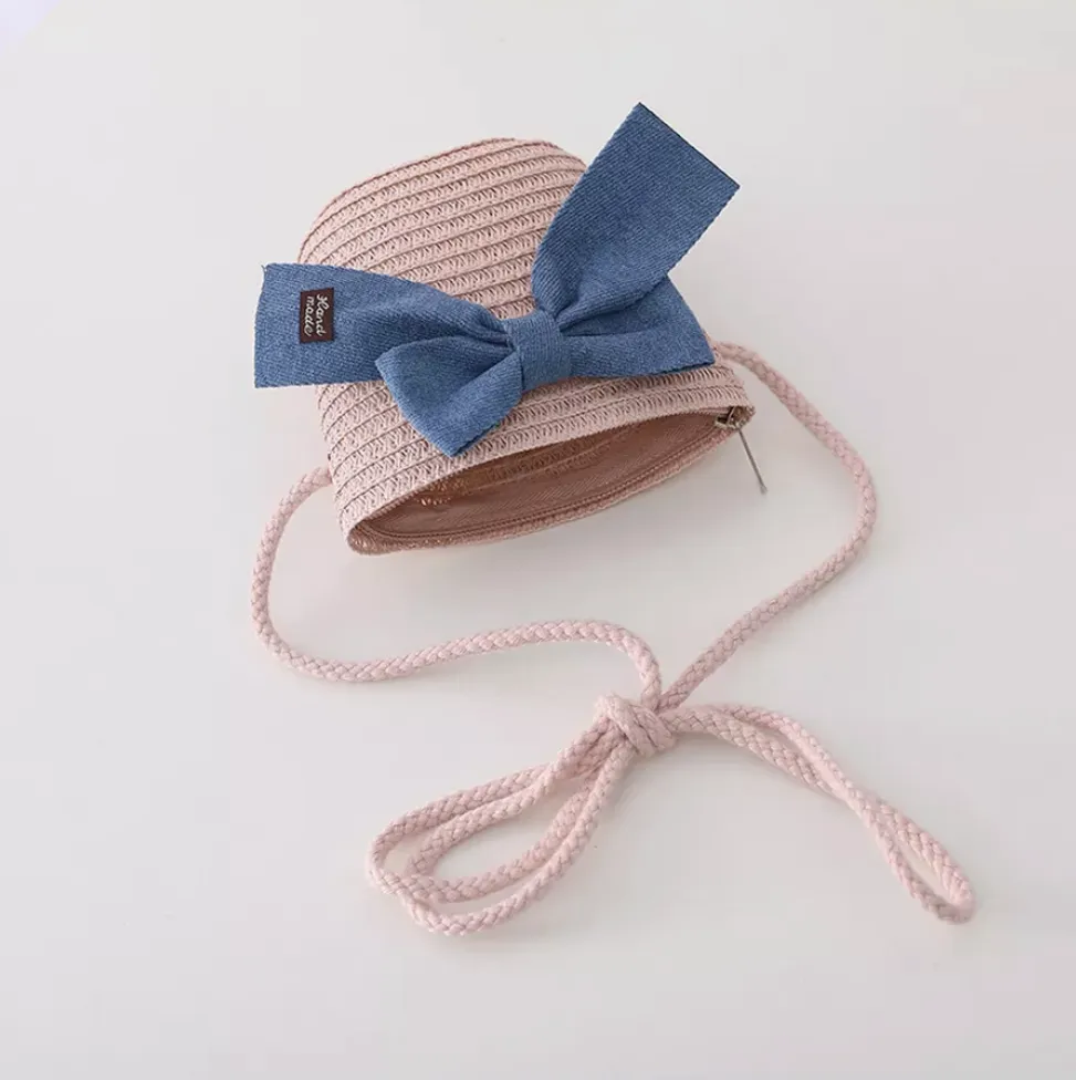 Summer Straw Hat and Sling Bag Set