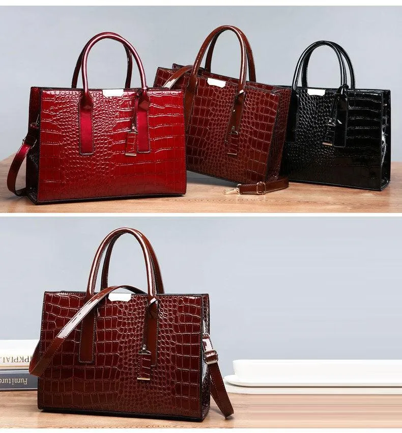 Swans Croc Patent Leather Woman Red Handbags