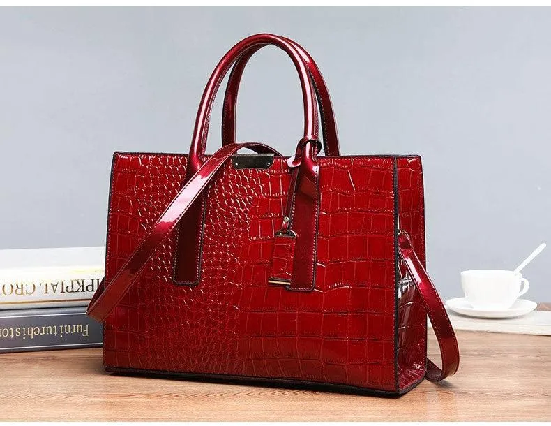 Swans Croc Patent Leather Woman Red Handbags