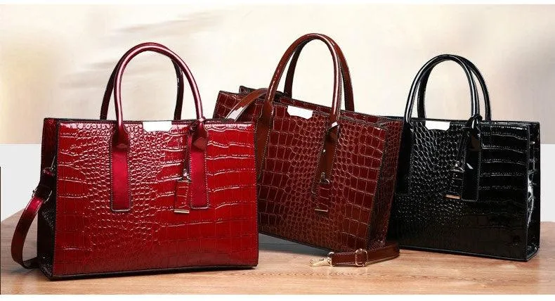 Swans Croc Patent Leather Woman Red Handbags