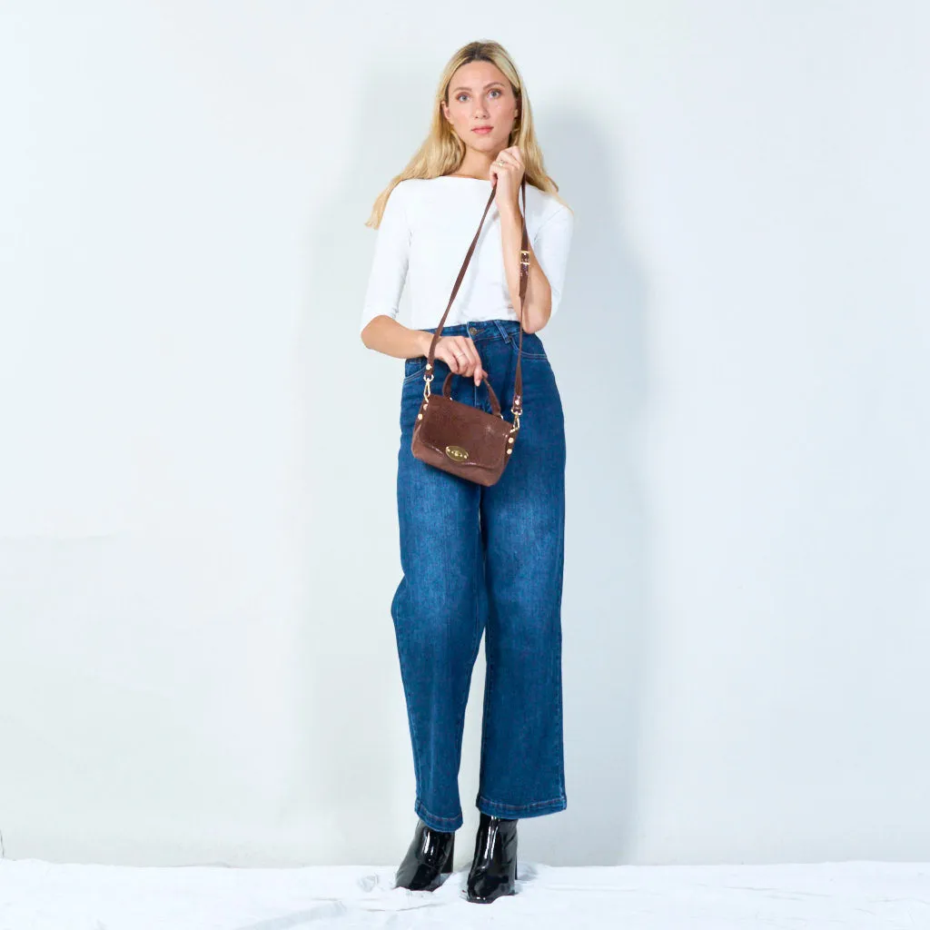 Textured leather crossbody satchel wholesale