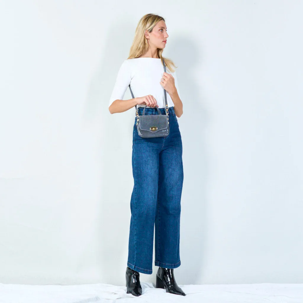 Textured leather crossbody satchel wholesale