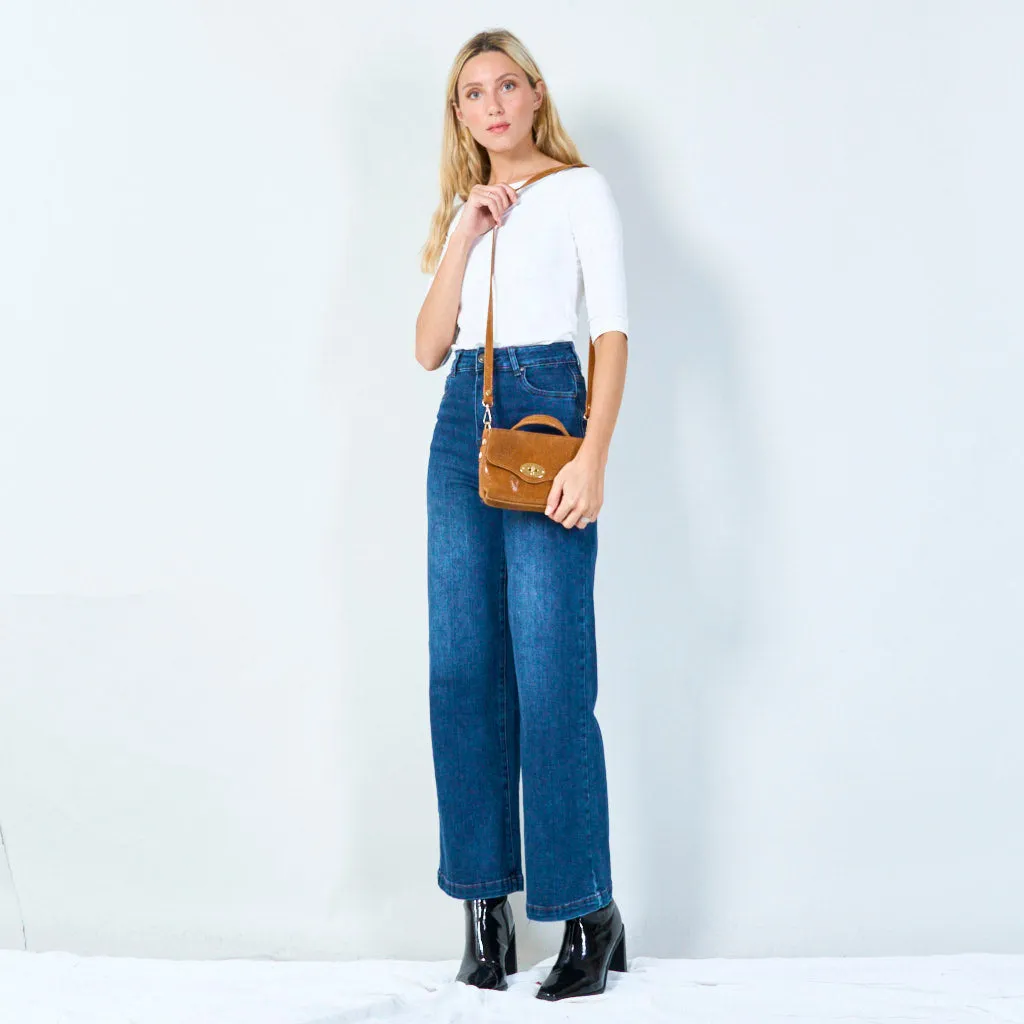 Textured leather crossbody satchel wholesale