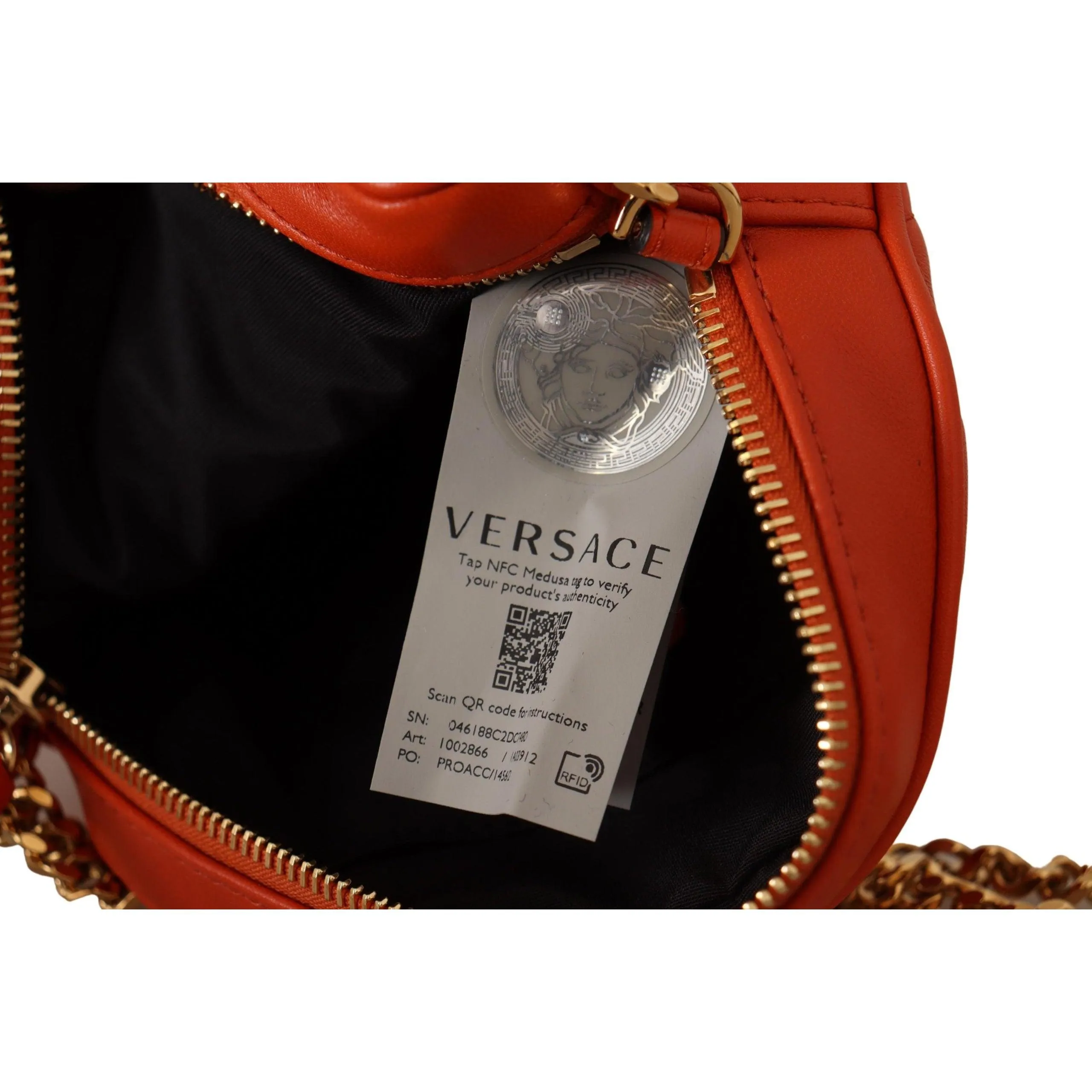 Versace Elegant Round Nappa Leather Crossbody Bag