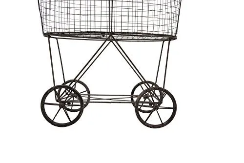 Vintage Look Metal Laundry Basket with Wheels by Creative Co-Op