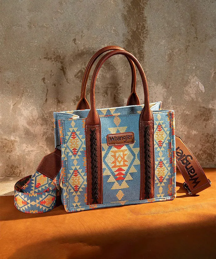 WG2202-8120SBR Wrangler Southwestern Print Small Canvas Tote/Crossbody