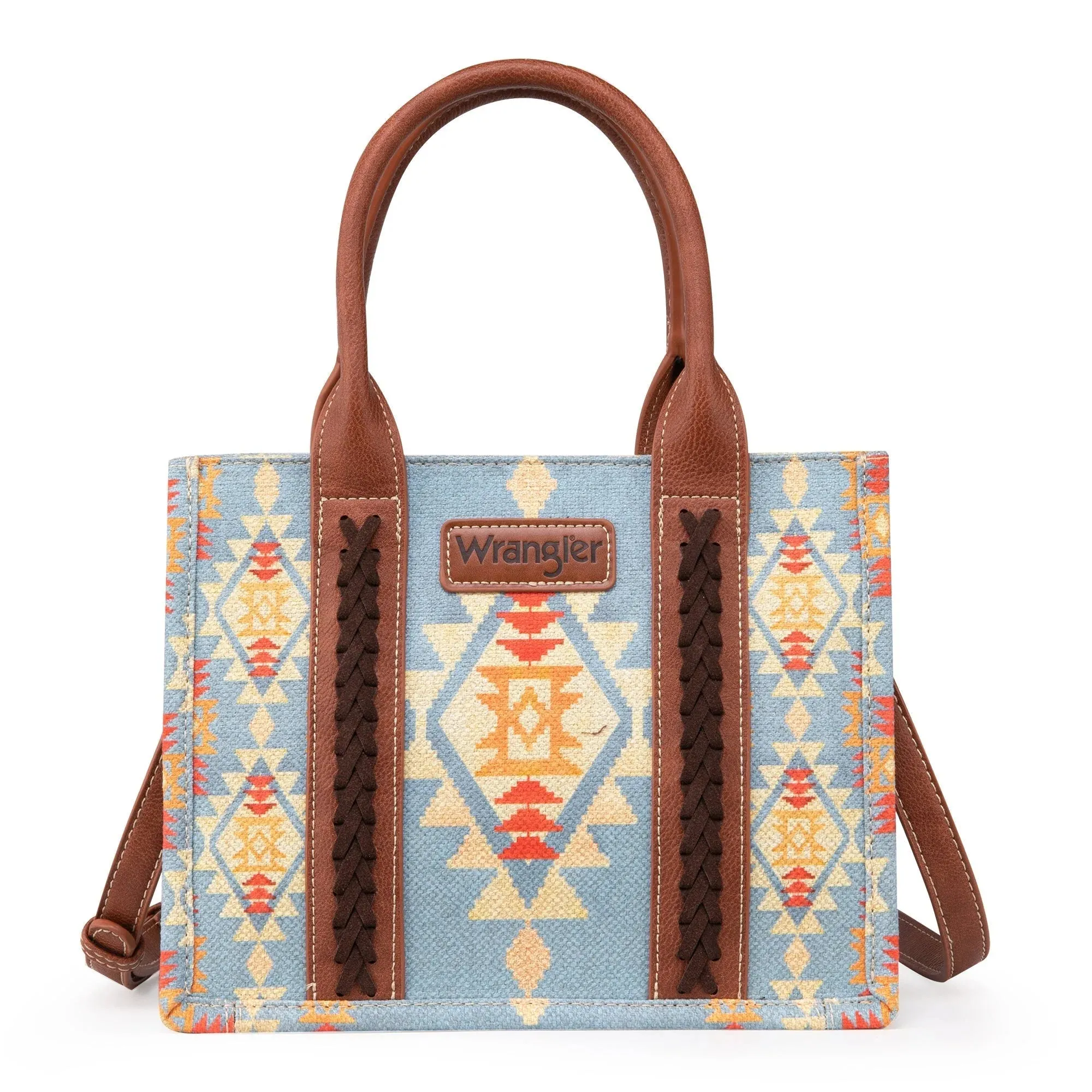 WG2202-8120SBR Wrangler Southwestern Print Small Canvas Tote/Crossbody