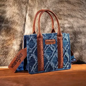 WG2202-8120SJN Wrangler Denim Frayed Fringe Small Canvas Tote/Crossbody