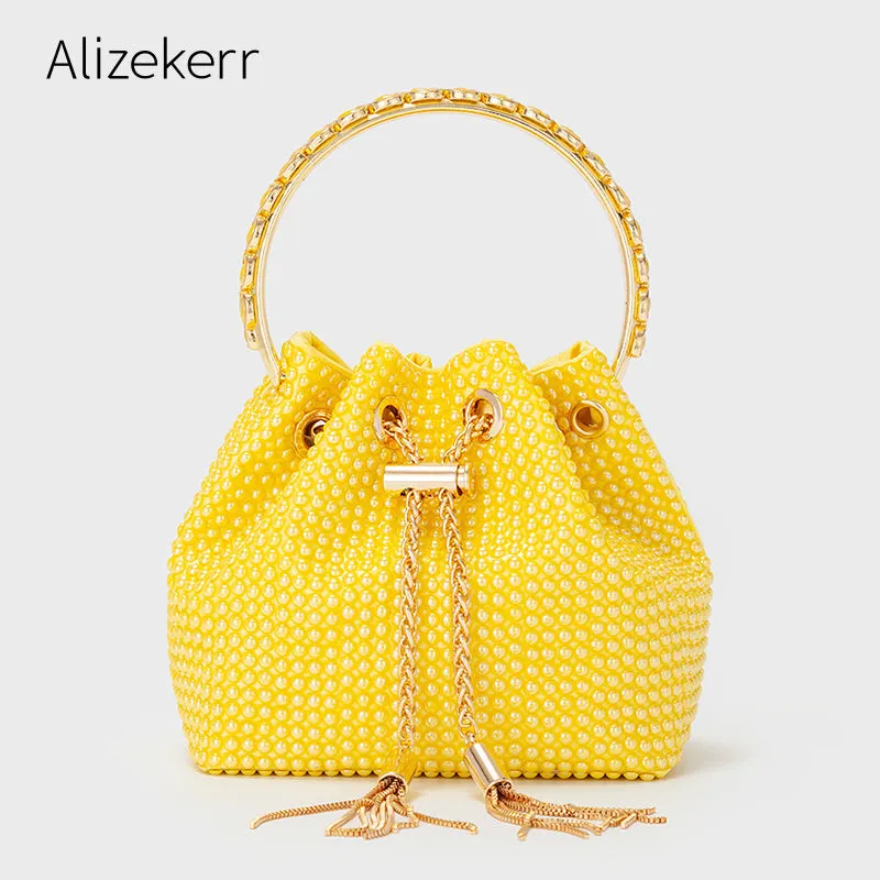 Women Ceramic Beads Tassel Crossbody Bags