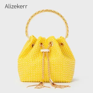 Women Ceramic Beads Tassel Crossbody Bags