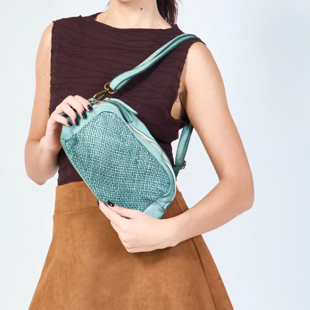 Woven crossbody leather bags wholesale