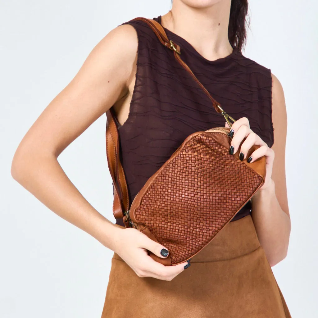 Woven crossbody leather bags wholesale