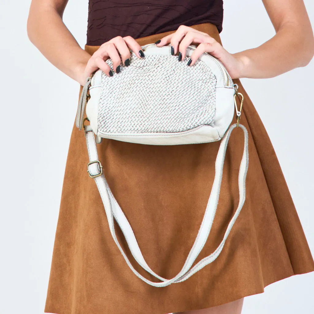 Woven crossbody leather bags wholesale