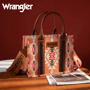 Wrangler Southwestern Dual Sided Print Small Canvas Tote/Crossbody in Peach Multi