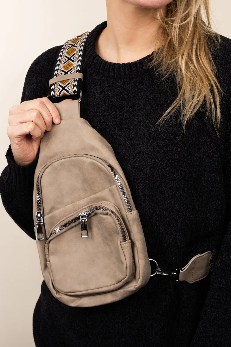 Xavier Guitar Strap Taupe Ali Sling Bag