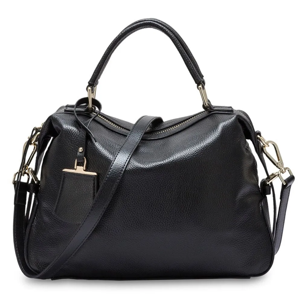 Zency Fashion Women Tote Bag 100% Genuine Leather Handbags Female Boston Charm Messenger Crossbody Purse Luxury Shoulder Bags